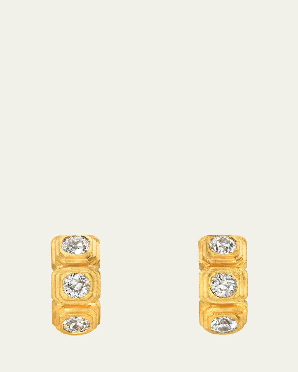 Diamond Ziggurat Eternity Hoop Earrings in 20K Yellow Gold
